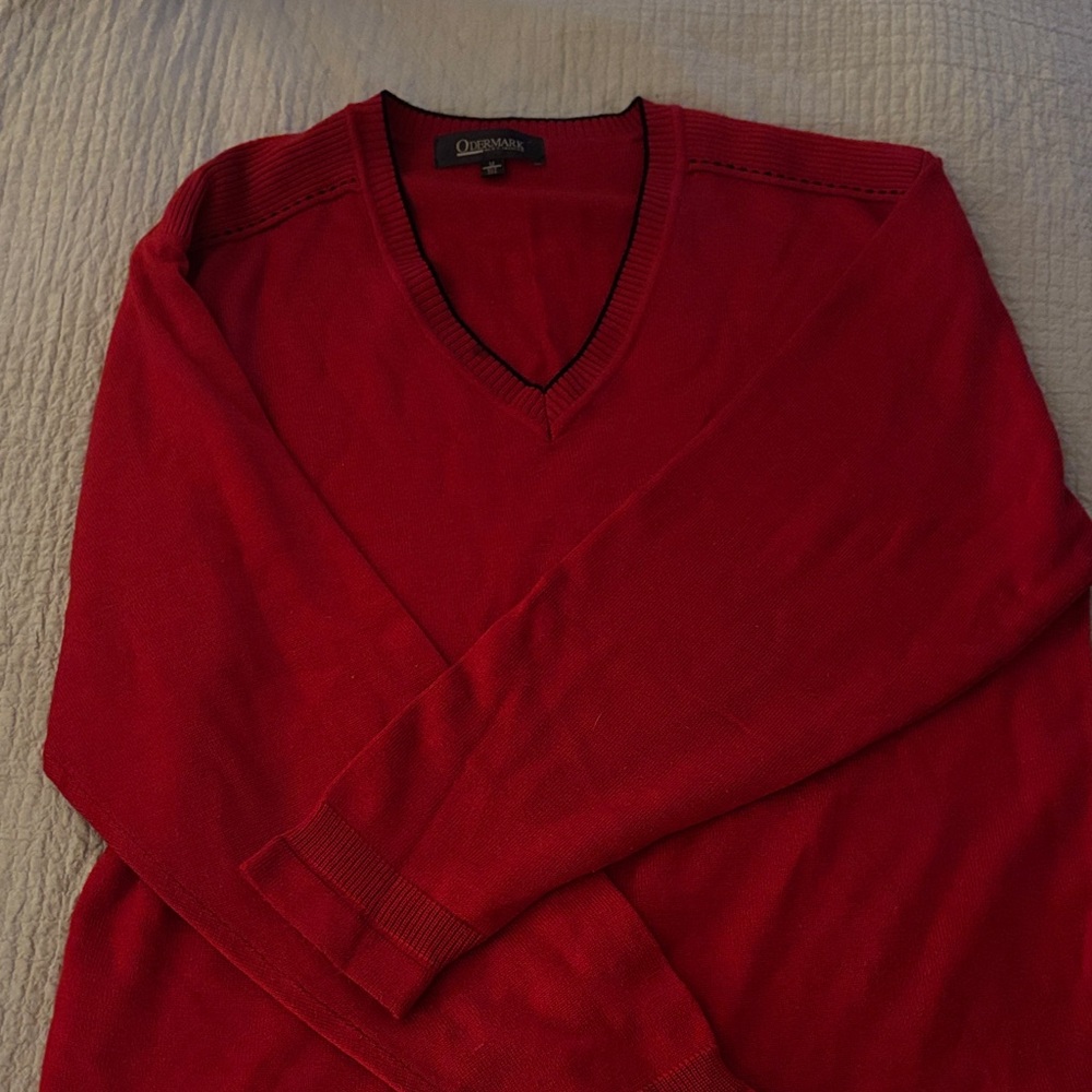 Classic V-Neck Sweater in Rich Red